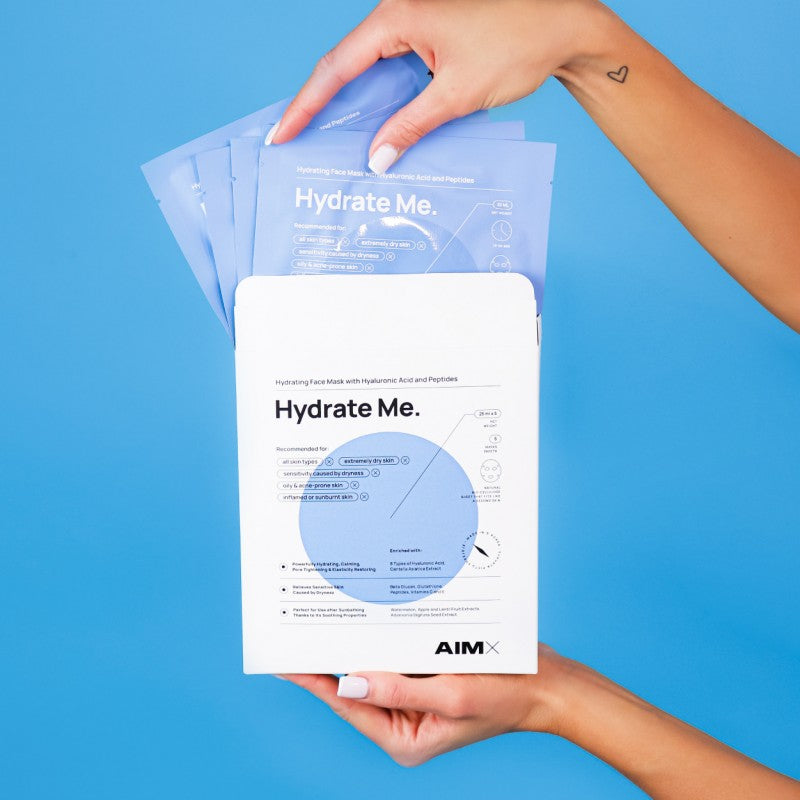 AIMX GREITO POVEIKIO GILIAI DRĖKINANTI VEIDO KAUKĖ SU PEPTIDAIS „HYDRATE ME“