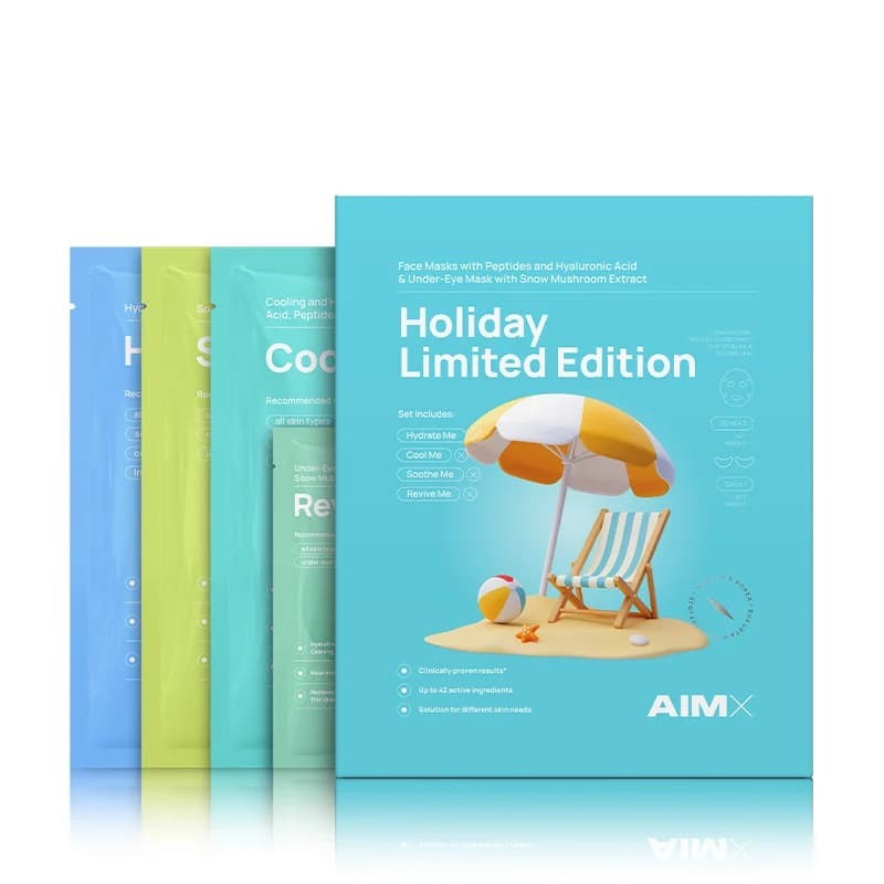 AIMX LAKŠTINIŲ KAUKIŲ RINKINYS "HOLIDAY LIMITED EDITION", 4 VNT