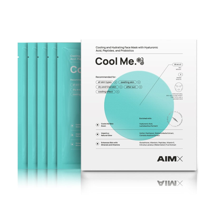 AIMX GREITO POVEIKIO INTENSYVIAI REGENERUOJANT IR DRĖKINANTI LAKŠTINĖ KAUKĖ SU VĖSINANČIU IR RAMINANČIU POVEIKIU “COOL ME”
