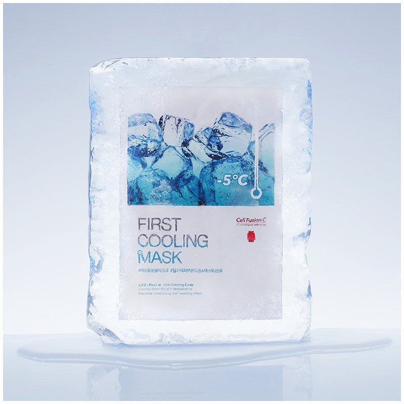 CELL FUSION C VĖSINANTI IR DRĖKINANTI LAKŠTINĖ VEIDO KAUKĖ „FIRST COOLING MASK“