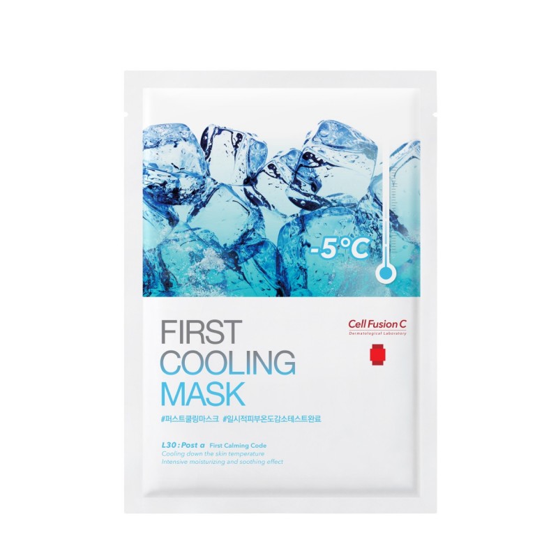 CELL FUSION C VĖSINANTI IR DRĖKINANTI LAKŠTINĖ VEIDO KAUKĖ „FIRST COOLING MASK“