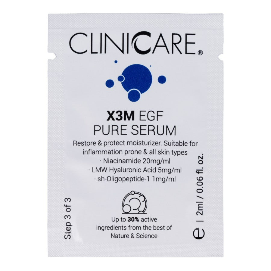"CLINICCARE" serumas prieš odos senėjimą, priešuždegiminis poveikis "EGF EXTRA PURE SERUM" mėginukas, 2 ml