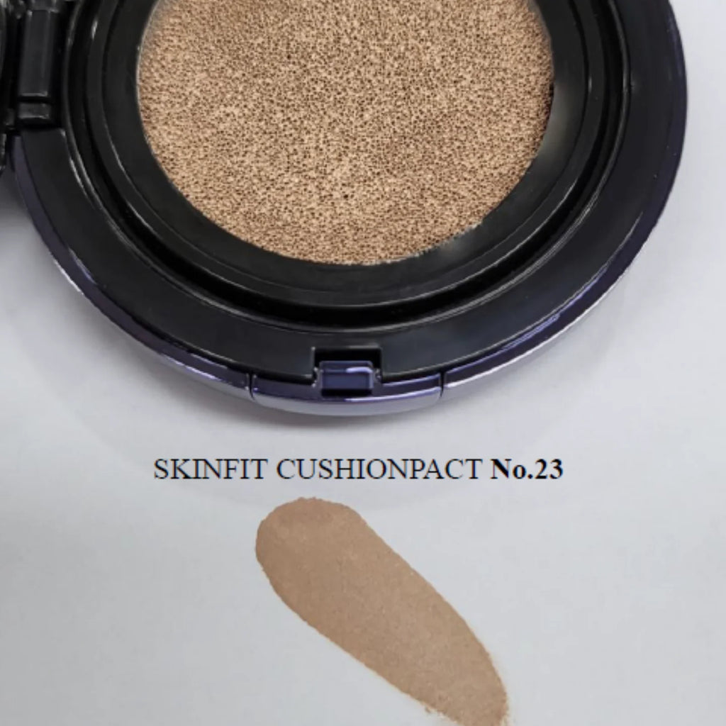 "CUSKIN" INOVATYVUS MAKIAŽO PAGRINDAS KEIČIAMU UŽPILDU "SKINFIT CUSHIONPACT" SPF50+ PA+++ NR.23, 15g + 15g