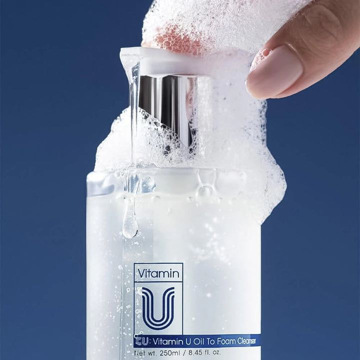 "CUSKIN" drėkinamasis aliejinis veido prausiklis "VITAMIN U OIL TO FOAM CLEANSER", 250ml