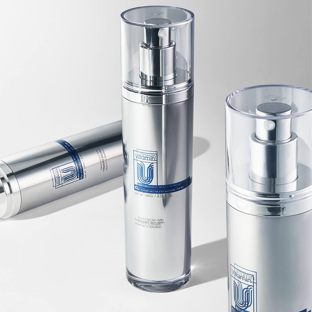 CUSKIN Vitamin U Ampoule Toner su peptidais ir hialuronu – drėkinantis veido tonikas jautriai odai. Natūralus švytėjimas ir lygus tonas. Karale.lt