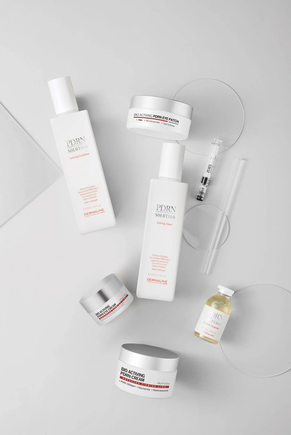 Dermaline PDRN Solution Emulsion 200 ml. PDRN 10 000 ppm, peptidai, niacinamidas, hialurono rūgštis. Atkuria, drėkina, stangrina. Karale.lt
