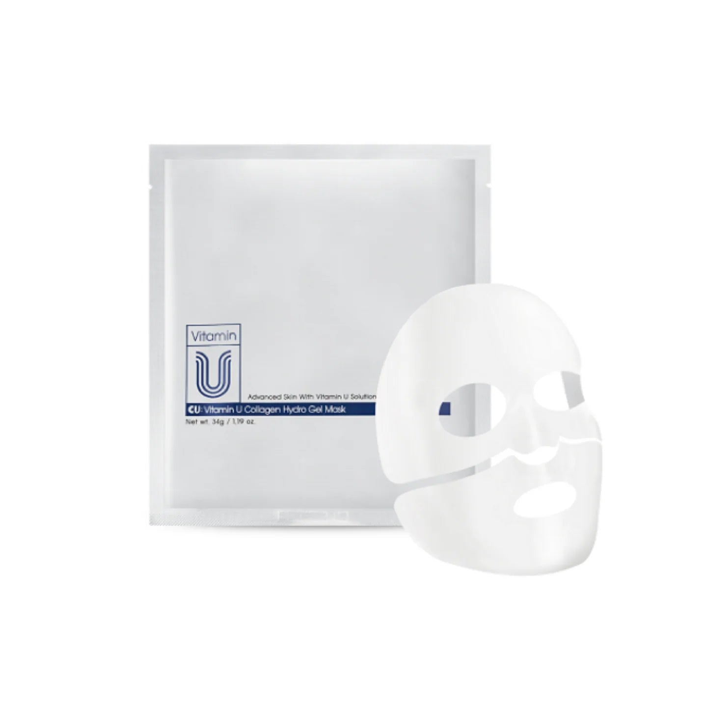 "CUSKIN" DVIGUBO POVEIKIO HIDROGELIO KAUKĖ ODOS STANGRINIMUI IR ŠVYTĖJIMUI "VITANIN U COLLAGEN HYDRO GEL MASK", 1 VNT