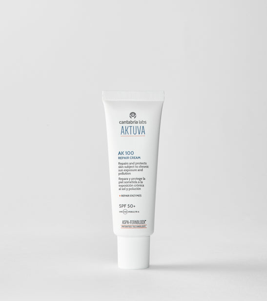 ENDOCARE Aktuva AK100 Repair SPF100 – atkuriamasis kremas su Aspa-Fernblock®, Vederine®. Saugo nuo UV, drėkina, stiprina barjerą. 50ml. Karale.lt