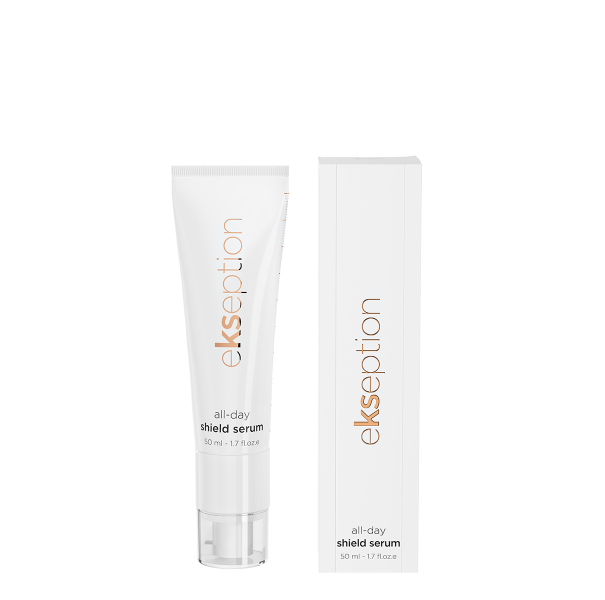 Ekseption All Day Shield Serum su ferulo rūgštimi ir SPF15 apsaugo odą nuo laisvųjų radikalų, UV spindulių ir senėjimo. Profesionali antioksidantinė priežiūra – 50ml.

