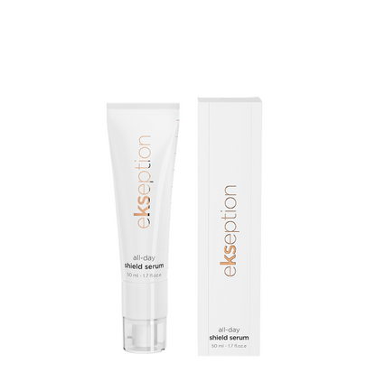 EKSEPTION APSAUGINIS DIENINIS SERUMAS SU FERULO RŪGŠTIMI IR SPF15 "ALL DAY SHIELD SERUM", 50 ML