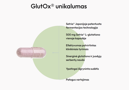 VITAL CAPSULE GlutOx®N30 - ANTIOKSIDANTIŠKAI VEIKIANTIS MAISTO PAPILDAS, 30 KAPSULIŲ