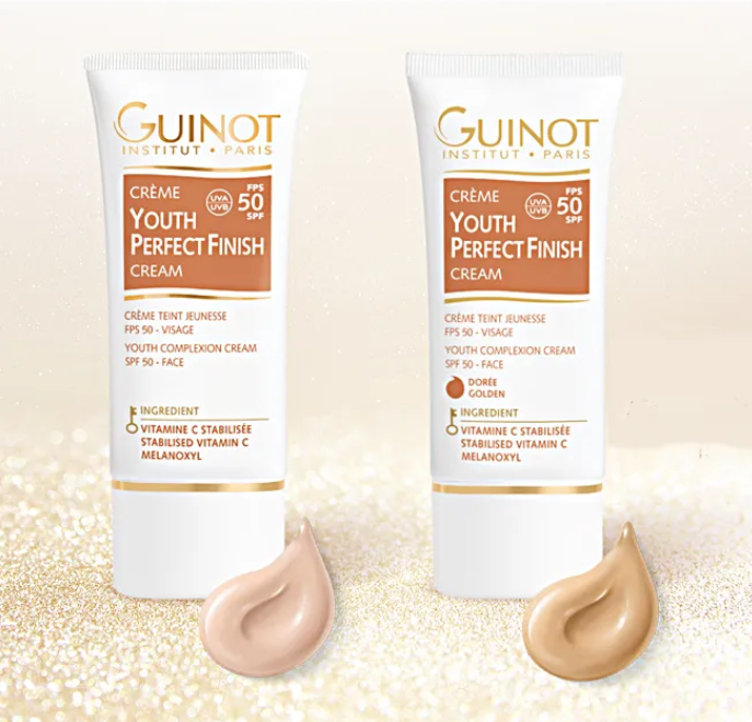 Guinot Youth Perfect Finish Golden SPF50 30ml – jauninamasis kremas su auksiniu atspalviu brandžiai odai. Vitaminas C, Melanoxyl, UV apsauga. Skaistina. Karale.lt