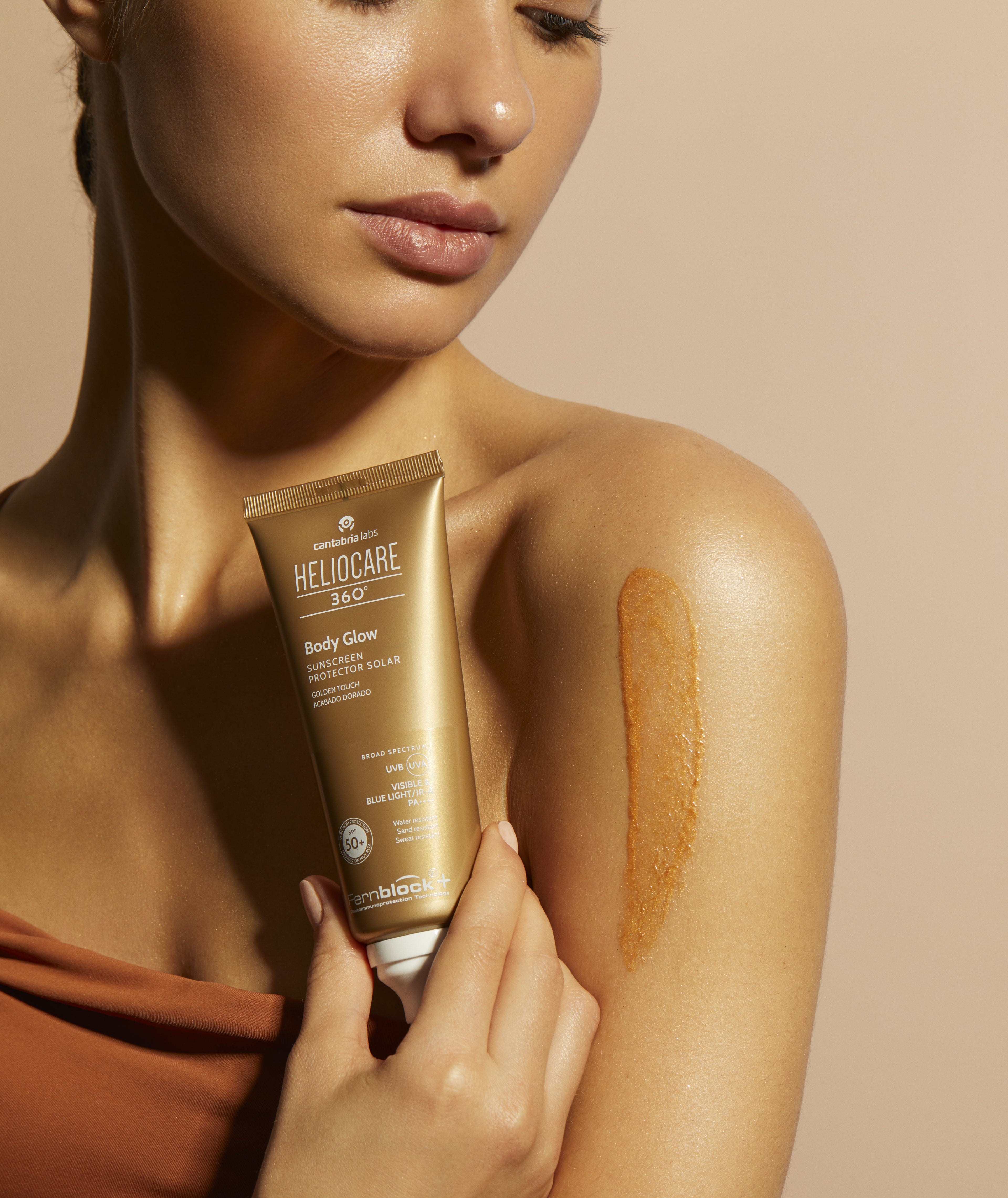 "HELIOCARE 360" apsauga nuo saulės su žėručiu "BODY GLOW SPF50+", 100 ML
