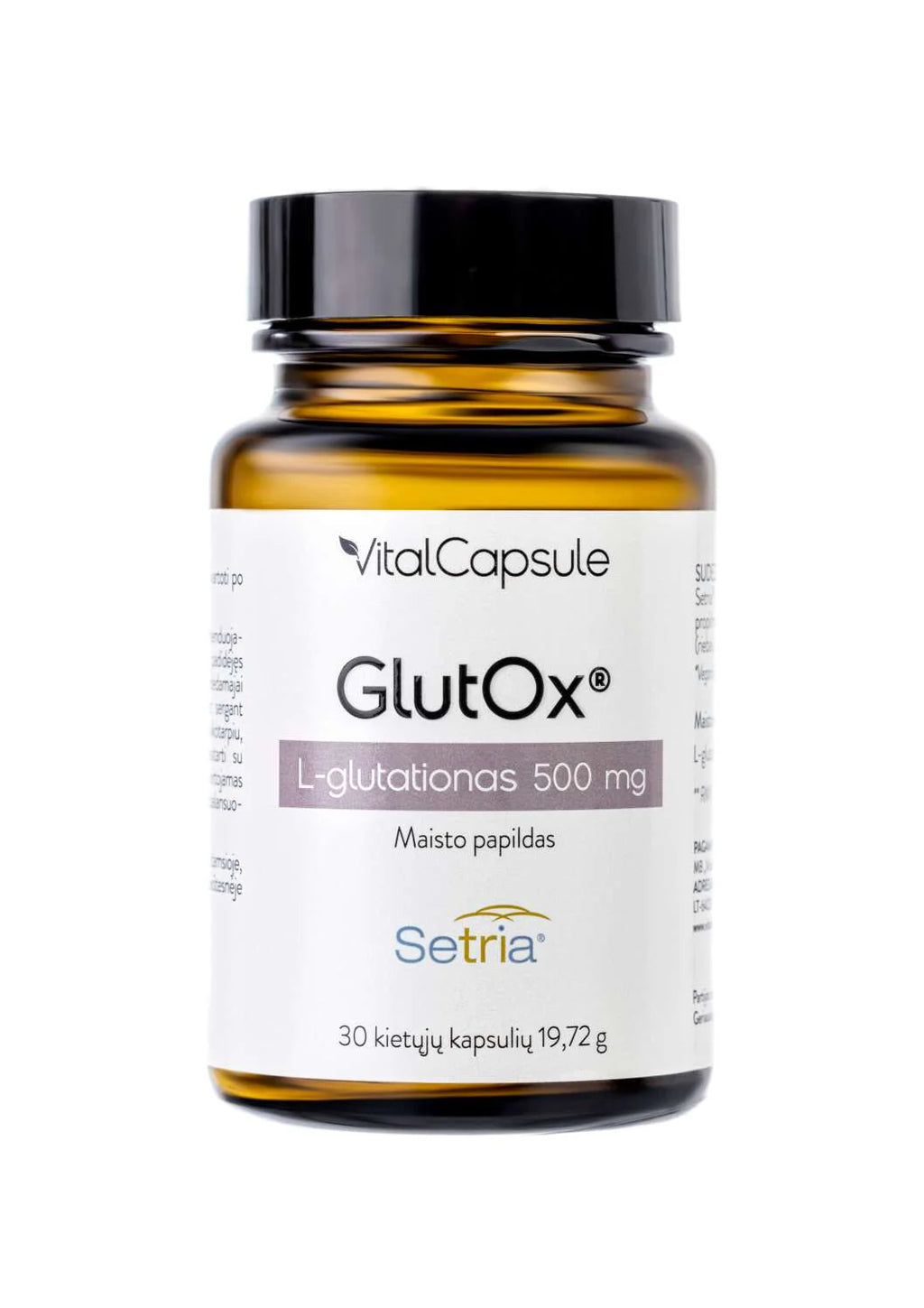 "VITAL CAPSULE" - glutationo papildas, antioksidantas "GlutOx®N30", 30 kapsulių