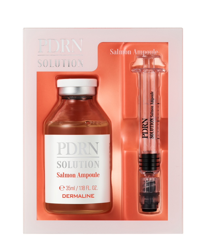 Dermaline PDRN Solution Salmon Ampoule 30g. PDRN 10 000 ppm, niacinamidas, hialurono rūgštis. Regeneruoja, stangrina, drėkina. Karale.lt