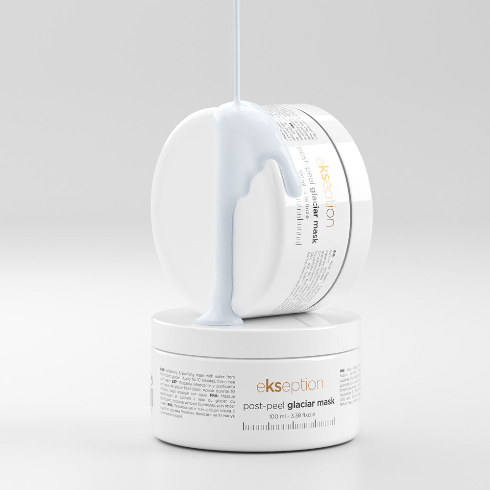 "EKSEPTION" GAIVINAMOJI KAUKĖ SU LEDYNŲ VANDENIU IR MIKROELEMENTAIS "POST PEEL GLACIAR MASK", 100 ML