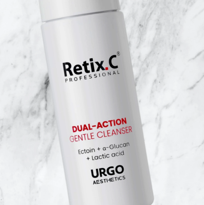 Retix.C Dual Action Gentle Cleanser – valomosios putos jautriai odai. Švelniai pašalina makiažą ir nešvarumus, su ektoinu ir pantenoliu. 150 ml. Karale.lt