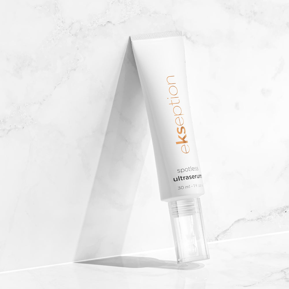 Profesionalus EKSEPTION serumas pigmentacijos mažinimui Spotless Ultraserum. Šviesina pigmentines dėmes, suvienodina odos toną, suteikia spindėjimą. Greitas pristatymas. 30ml.