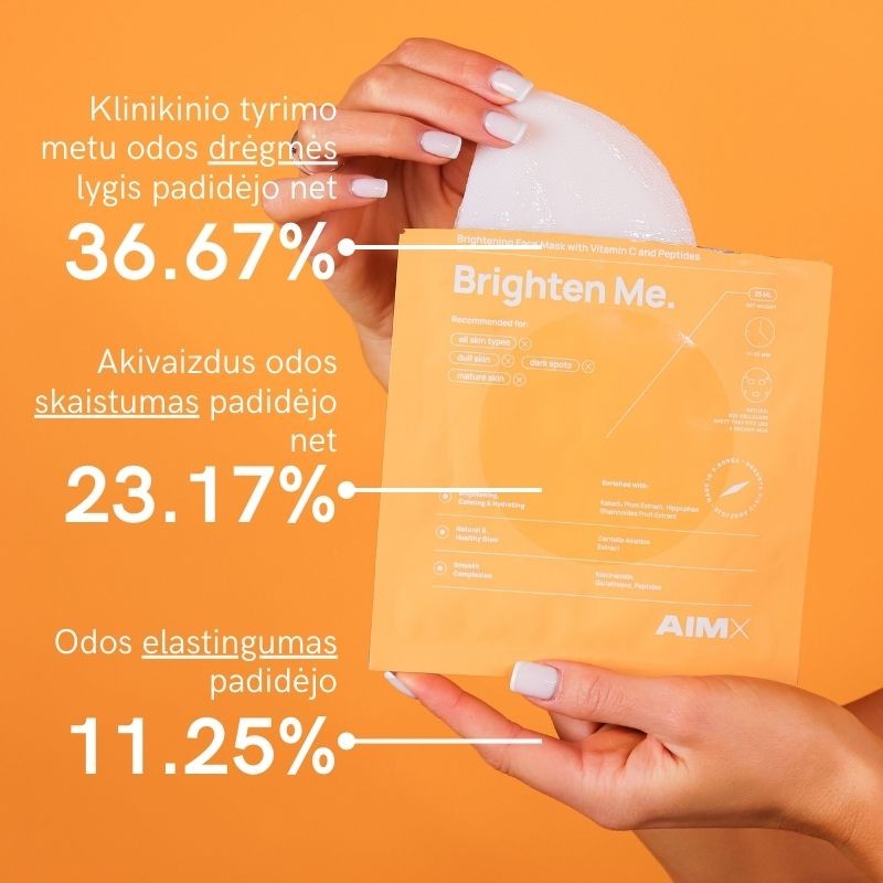 "AIMX" skaistinanti lakštinė kaukė su Vitaminu C „BRIGHTEN ME“