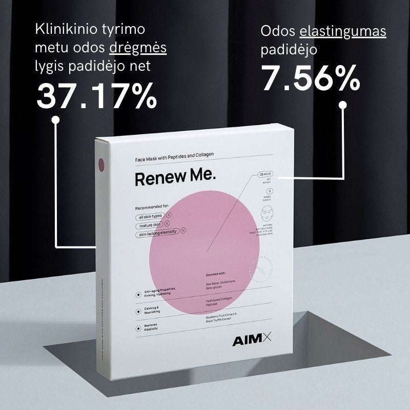 "AIMX" maitinanti lakštinė kaukė su peptidais ir kolagenu "RENEW ME"