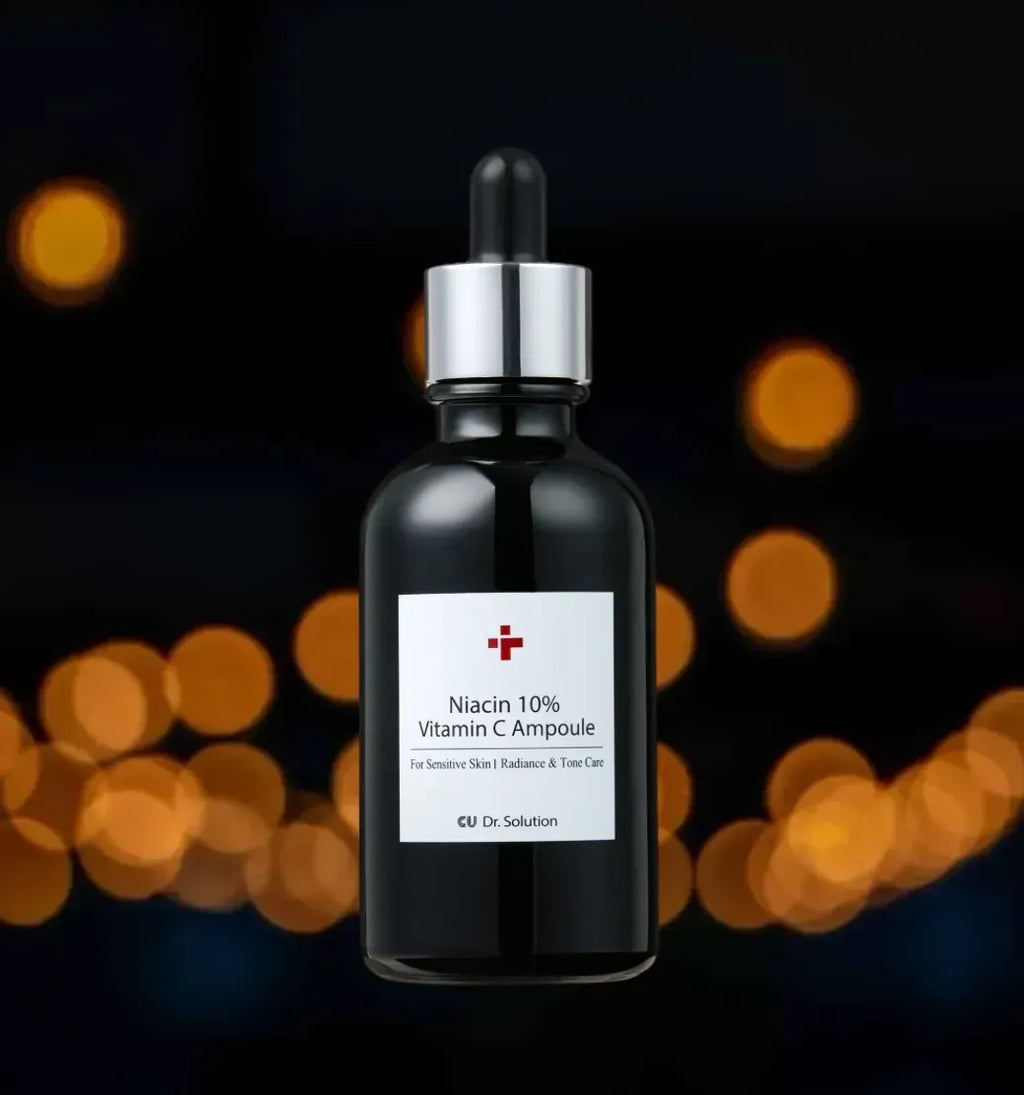 "CUSKIN" serumas 10% niacinamidu, Vitaminu C, hialuronu "NIACIN 10% VITAMIN C AMPOULE", 50 ML