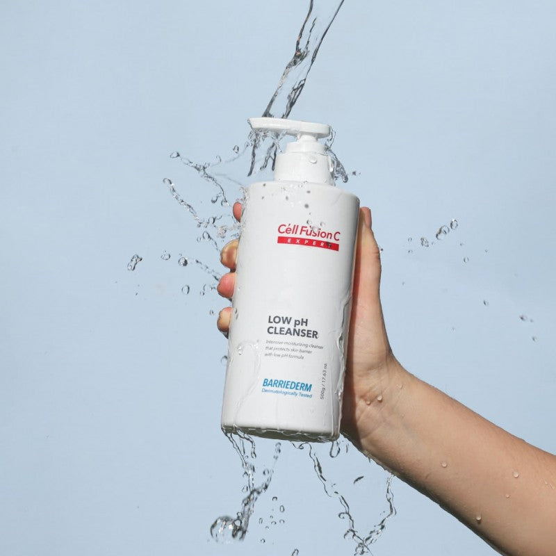 "CELL FUSION C EXPERT" prausiklis sausai veido ir kūno odai visai šeimai "BARRIEDERM LOW PH CLEANSER", 500 ML
