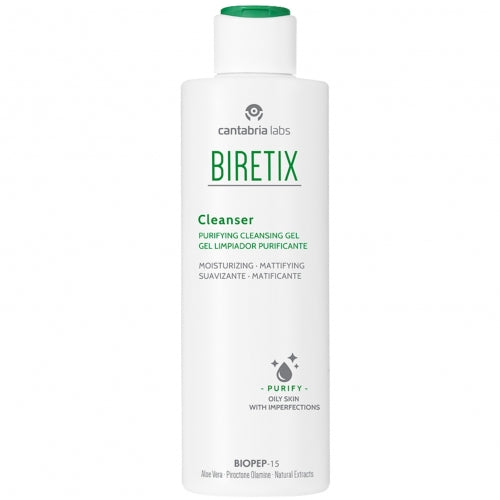 BIRETIX Purifying Cleansing Gel – prausiklis mišriai, riebiai ir į spuogus linkusiai odai. Su BIOPEP-15 ir alaviju valo riebalų perteklių. Karale.lt