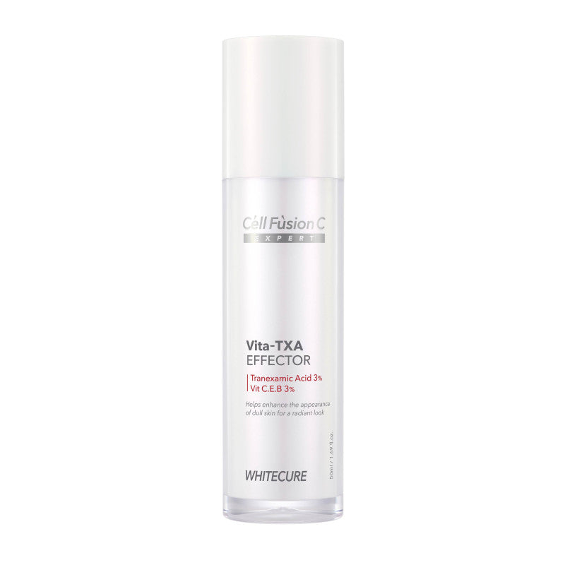 Cell Fusion C Expert White Cure Vita-TXA Effector Serum skaistina pigmentuotą odą. Su 3 % traneksamo rūgšties ir 3 % niacinamido. 50 ml. Karale.lt