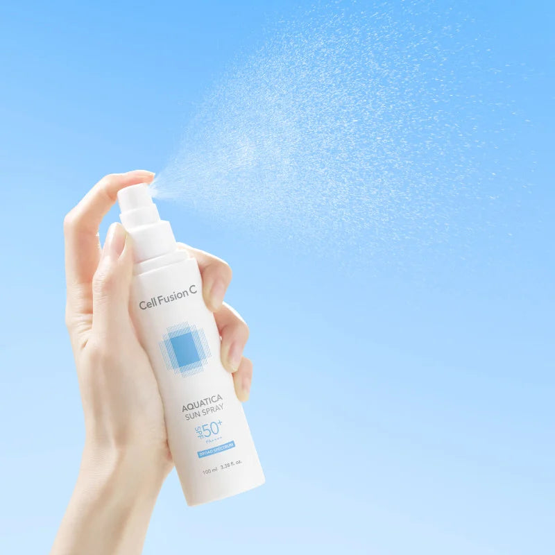 Cell Fusion C Aquatica Sun Spray SPF50+ PA++++ 100ml – purškiama apsauga su 10 hialurono formų. Lengva, drėkinanti, visoms odos rūšims. Karale.lt