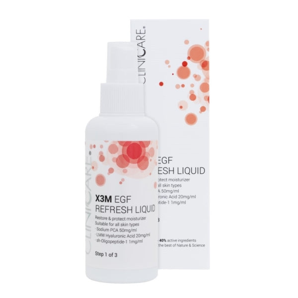 CliniCare X3M EGF Extra Refresh Liquid atjauninantis veido tonikas su EGF ir hialuronu
