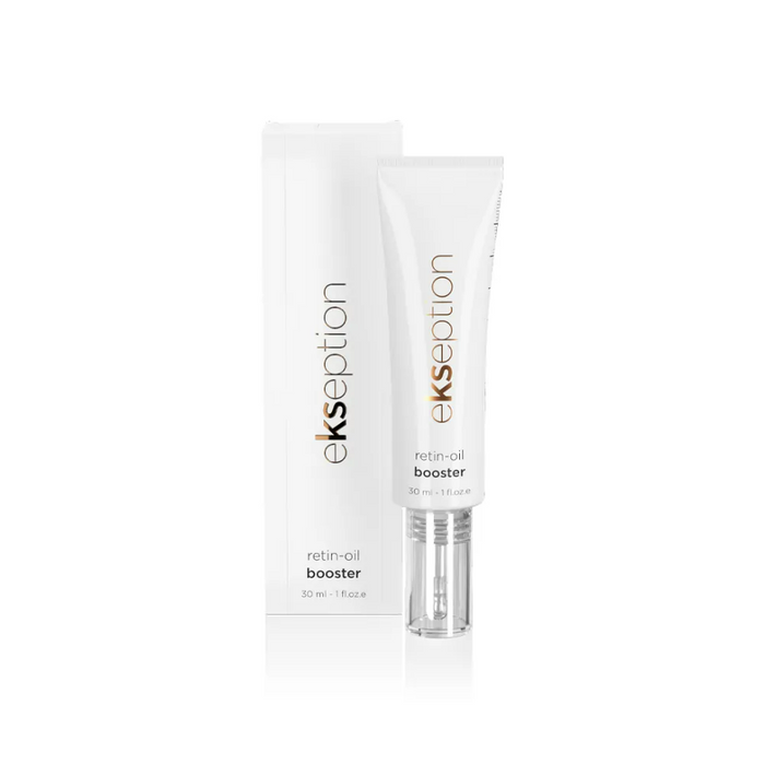 Profesionalus EKSEPTION aliejinis serumas su retinoliu ir vitaminu E. Retin-Oil Booster raukšlių mažinimui, odos atjauninimui ir regeneracijai. Greitas pristatymas. 30ml.