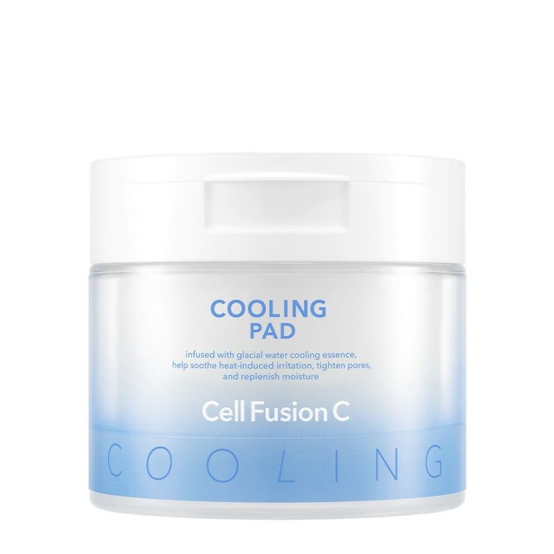 Cell Fusion C First Cooling Pad – vėsinantis tonikas padeliais jautriai odai. Ledynų vanduo, ramunėlės, hialurono rūgštis. Sumažina odos temperatūrą -5,7°C. Karale.lt