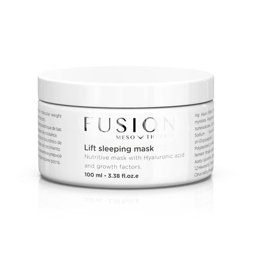 Maitinamoji Fusion Mesotherapy miego kaukė su augimo faktoriais. Profesionali Lift Sleeping Mask intensyviai odos regeneracijai, liftingui ir atjauninimui nakties metu. 100ml.