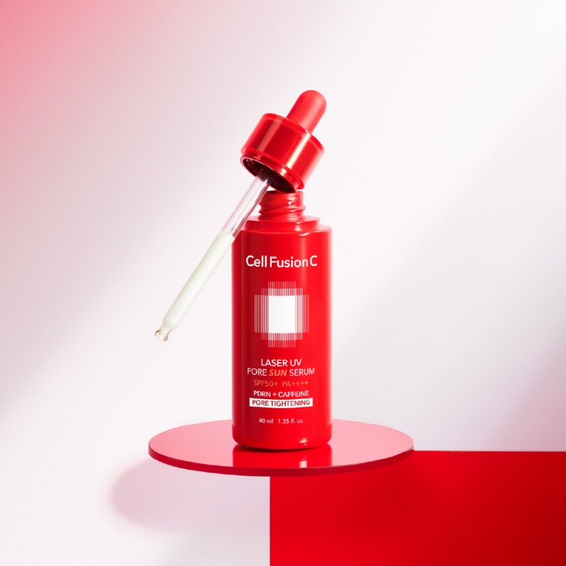 Cell Fusion C Laser UV Pore Sun Serum SPF 50+ PA++++. Apsauga nuo saulės + porų priežiūra. Raudonasis kolagenas, CPT SHOT. Karale.lt