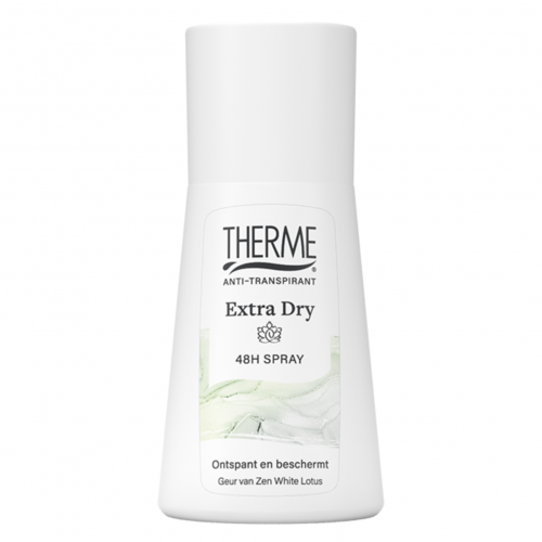 Therme White Lotus Extra Dry antiperspirantas 48h apsauga nuo prakaitavimo. Baltojo lotoso kvapas, ricinos aliejus, veganiška formulė. Karale.lt