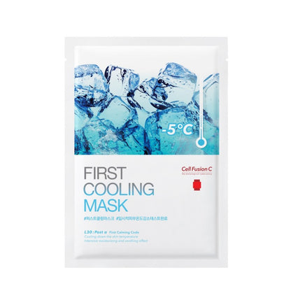 CELL FUSION C VĖSINANTI IR DRĖKINANTI LAKŠTINĖ VEIDO KAUKĖ „FIRST COOLING MASK“